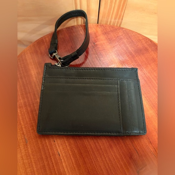 Black Leather Wristlet Card Holder - Picture 2 of 11